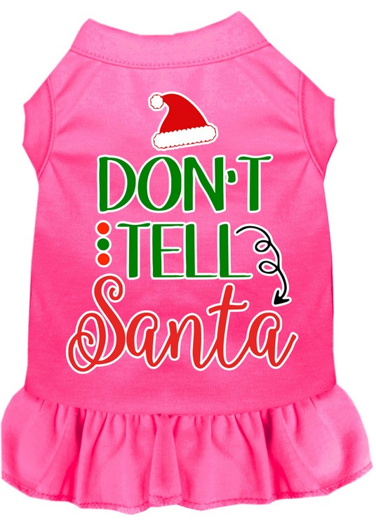 Don't Tell Santa Screen Print Dog Dress Bright Pink XXL